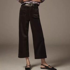 Anthropologie Maeve The Colette Crop Wide Leg Pants Brown Size 29 Corduroy
